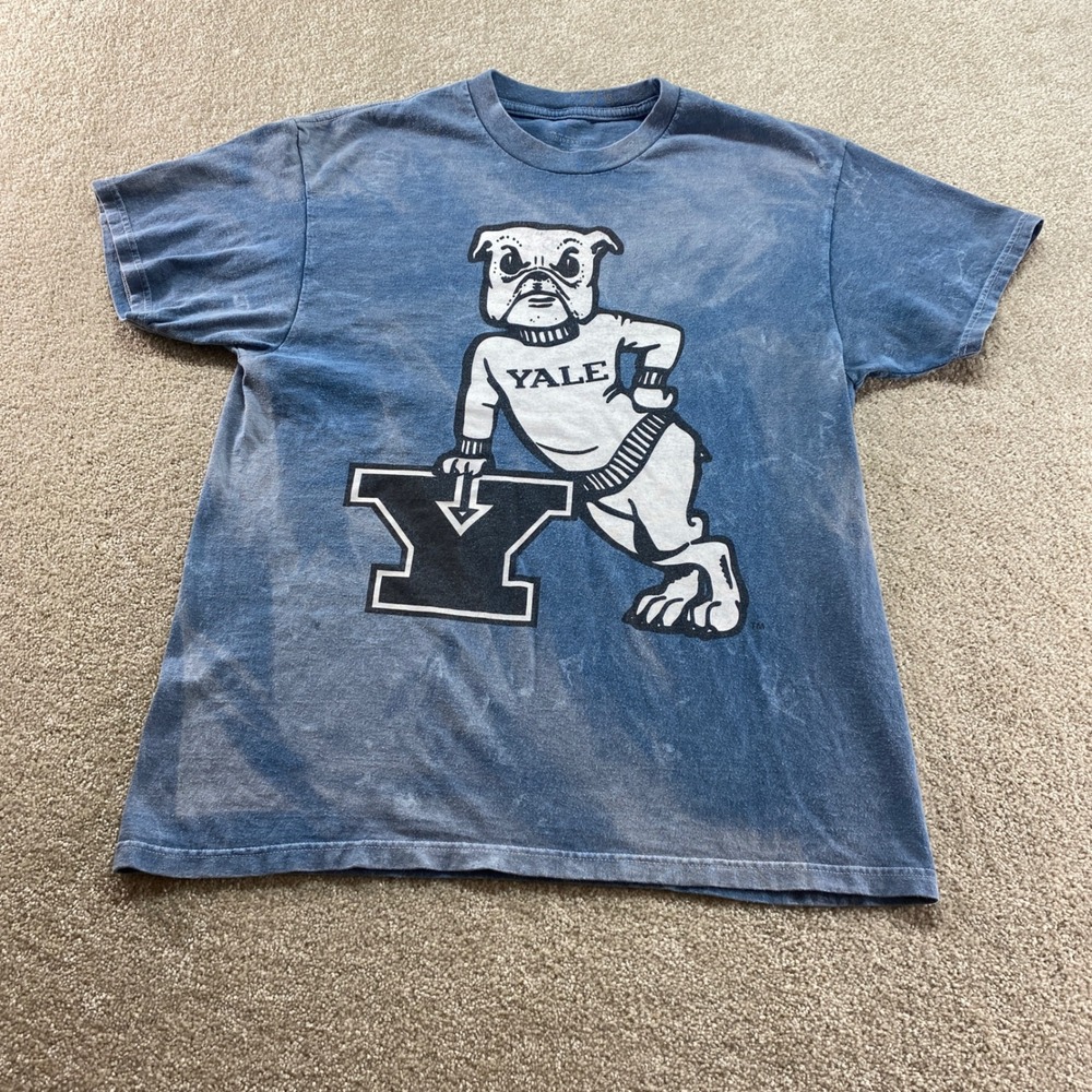 Yale University Bulldog Shirt Mens Large Blue‎ Tie Dye Cotton Graphic Tee